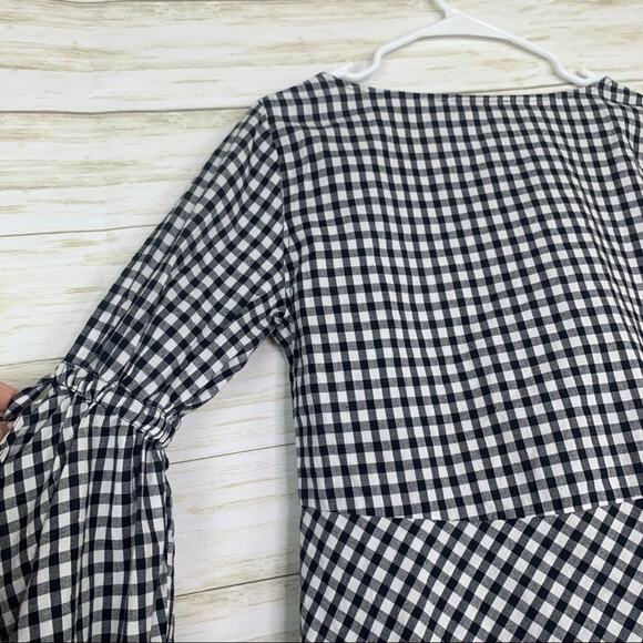 Loft NWT Gingham Split Tie Sleeve Blouse - Picture 8 of 8